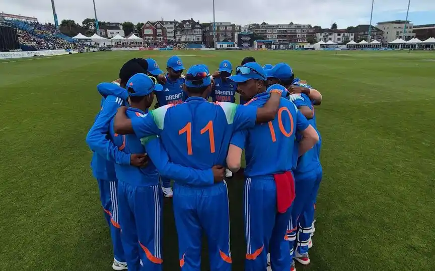 India U19 take a 1-0 lead vs ENG [Source: @BCCI/x]