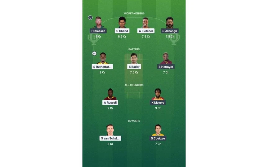 LAS vs SEA Team 2. [Source - Dream11 App]