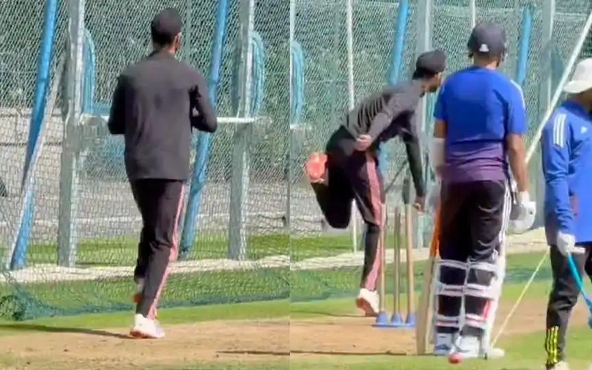Harpreet Brar in India nets [Source: @im_sandipan/x.com]
