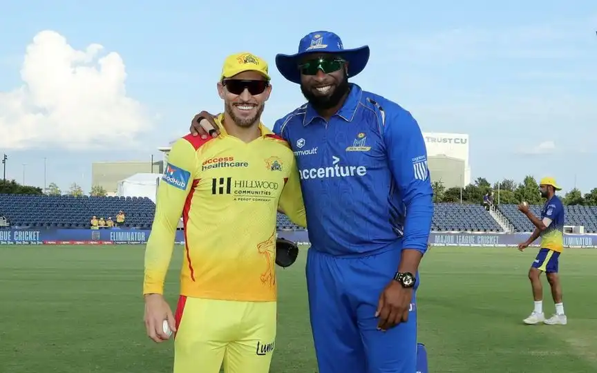 Faf du Plessis and Kieron Pollard. [Source - MLCricket/x.com]