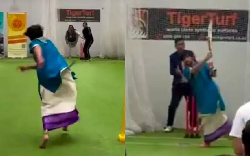 Baba Bageshwar plays cricket in New Zealand [Source: @MeghUpdates/X.com]