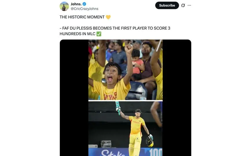 MLC's post [Source: @CricCrazyJohns/X.com]