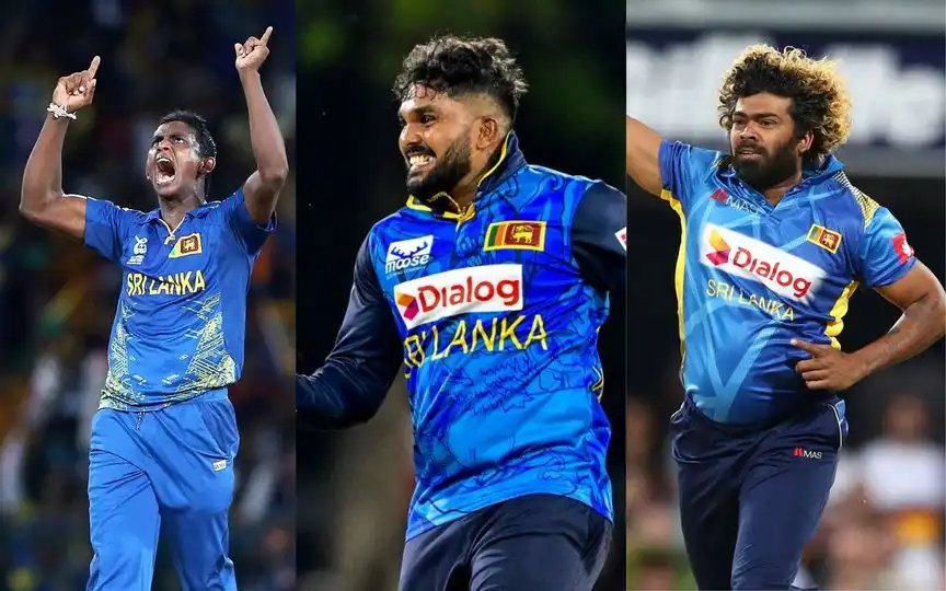 Ajantha Mendis, Wanindu Hasaranga and Lasith Malinga (Source: @ICC/X.com, @StarSportsIndia/X.com)