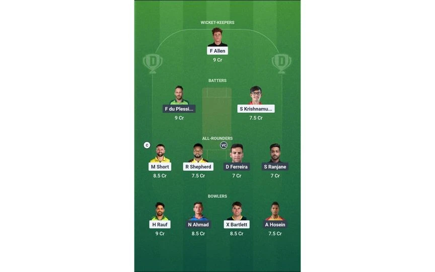 SF vs TEX Team2. [Source - Dream11 App]