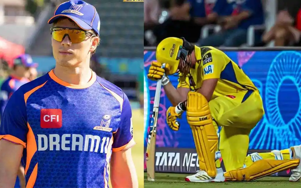 Dewald Brevis for MI CT and CSK (Source:@MICapeTown and @seven_ex_/X.com)