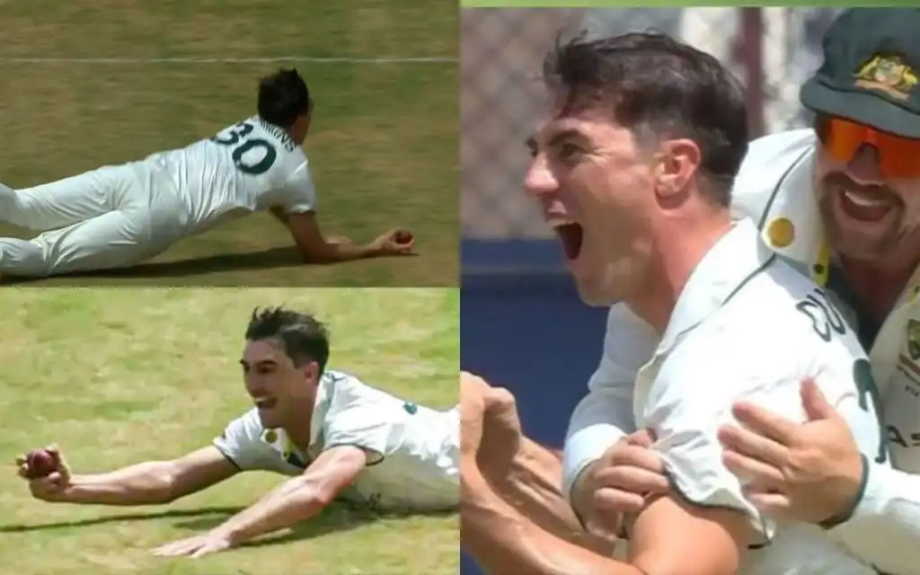 Pat Cummins catch vs WI. [Source - Fancode/x.com]