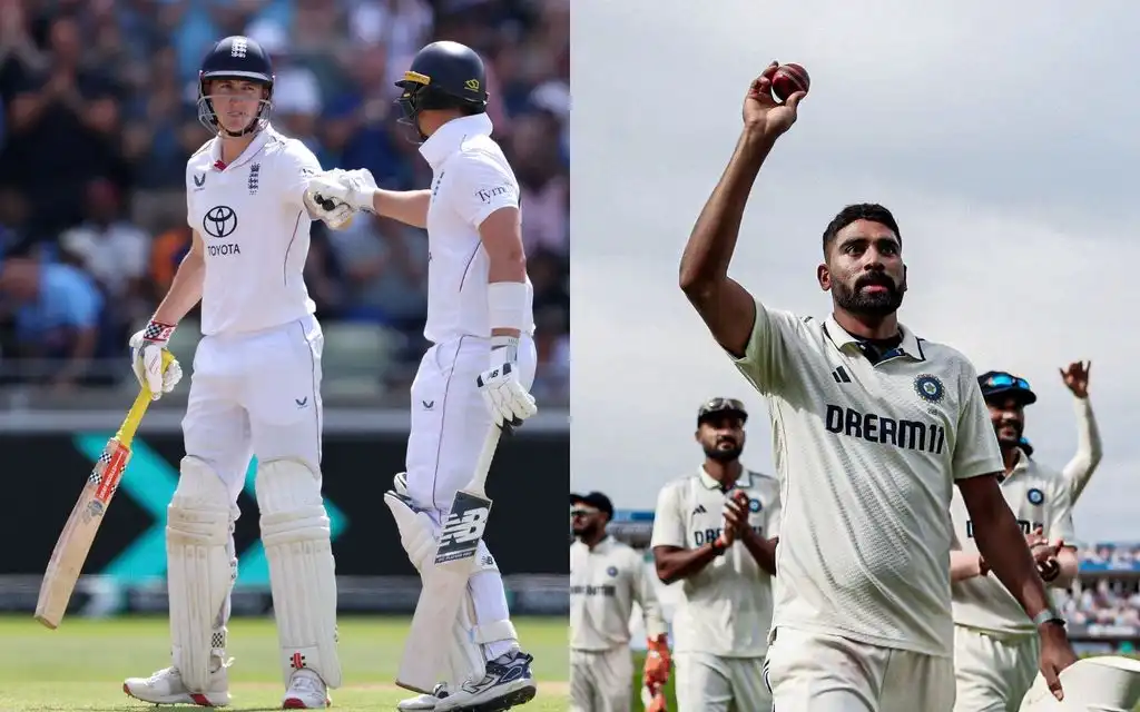 Harry Brook, Jamie Smith and Mohammed Siraj (Source: @englandcricket/X.com)