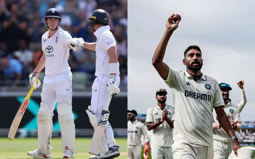 Harry Brook, Jamie Smith and Mohammed Siraj (Source: @englandcricket/X.com)