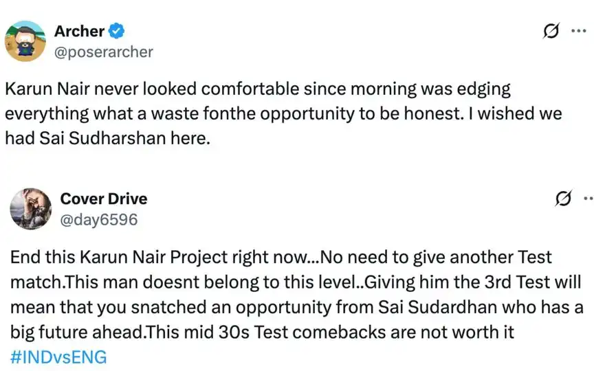 Fan tweets [Source: @poserarcher, @day6596/X.com]
