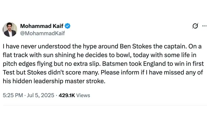 Mohammed Kaif's tweet [Source: @MohammadKaif/X.com]