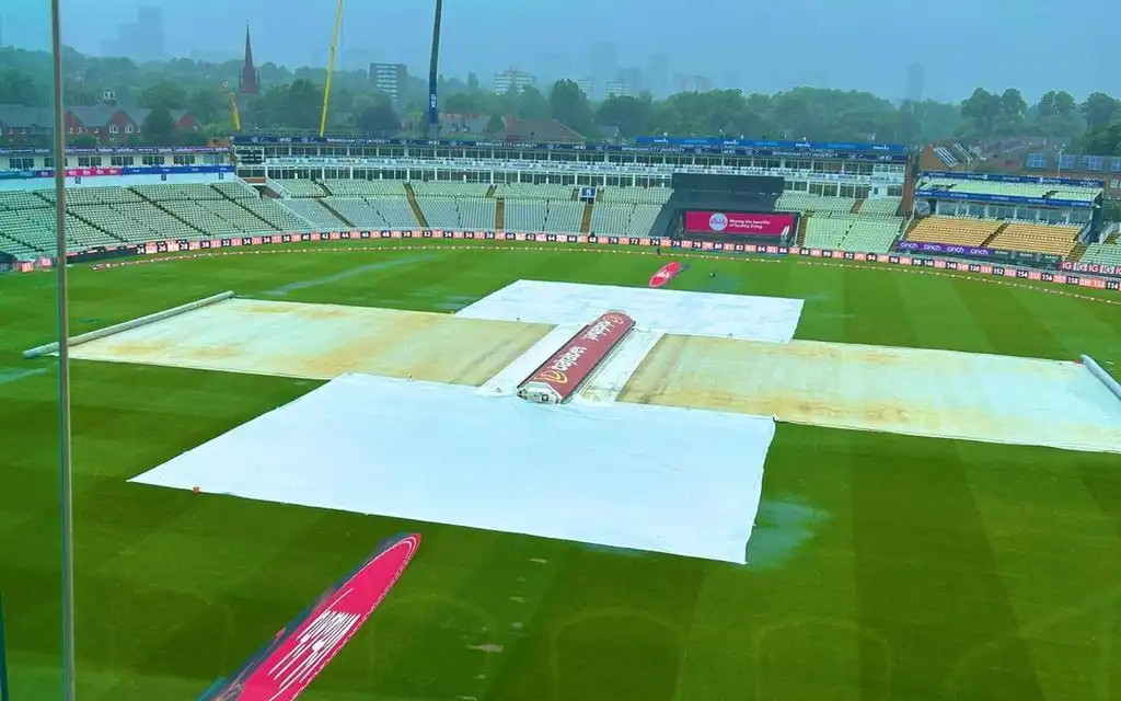 Rain delayed the proceedings at Edgbaston [Source: @JamesSavundra/X]