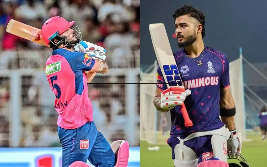 Rajasthan Royals retained Riyan Parag in IPL 2025 (X.com/@100off40 & @ReplySensei)