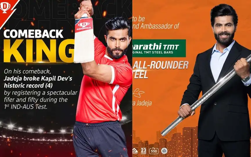 Jadeja posing for brands (X.com/ Dream 11 & Instagram/
