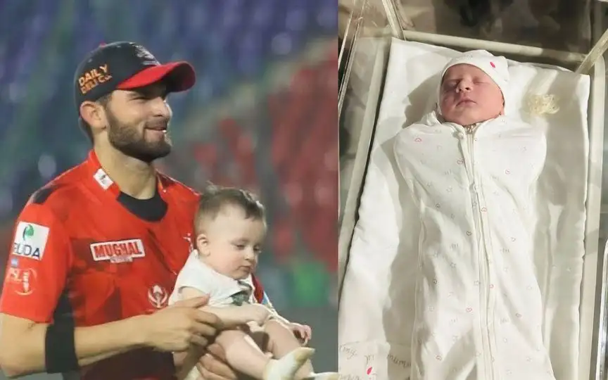 Shaheen Shah Afridi and his wife, Ansha Afridi's son (X.com/@LarkyoKiBateinn & @YasirAr58619017)