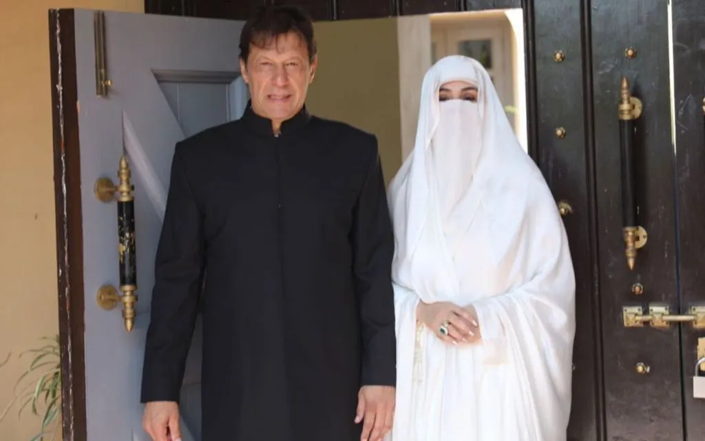 Imran Khan with his third wife Bushra Bibi (X.com/@Chellaney)