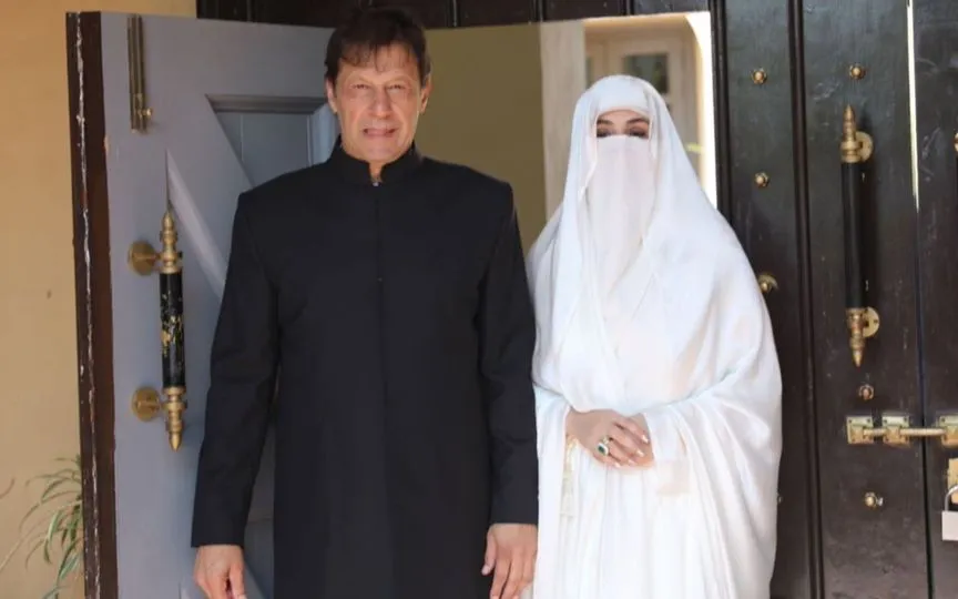 Imran Khan with his third wife Bushra Bibi (X.com/@Chellaney)