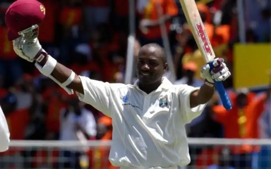 Brian Lara celebrating his 400* [Source: @ICC/x]