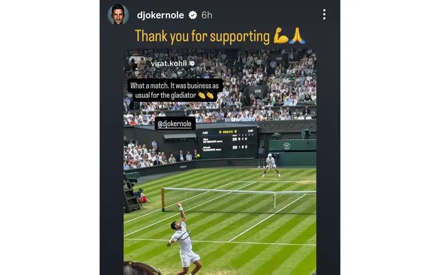 Djokovic's IG Story [Source: @mufaddal_vohra/X.com]
