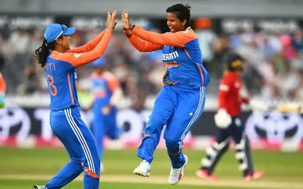 Deepti Sharma celebrating a wicket [Source: @ICC/x]