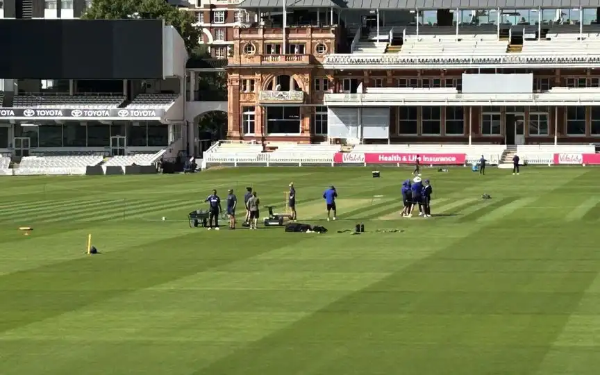 First image of Lord's pitch has surfaced [Source: @Sahil_Malhotra1/X]