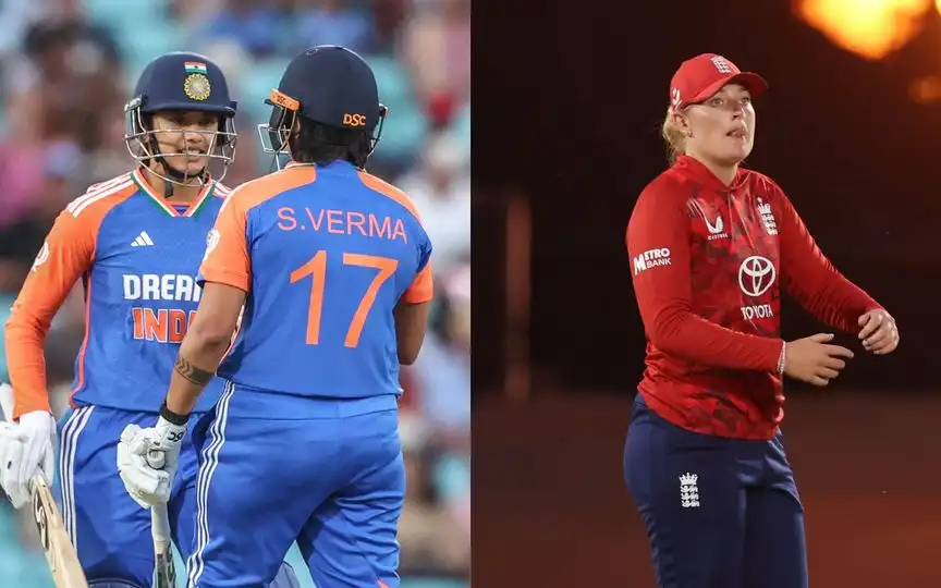 EN-W vs IN-W 4th T20I [Source: @BCCIWomen, @englandcricket/X.com]