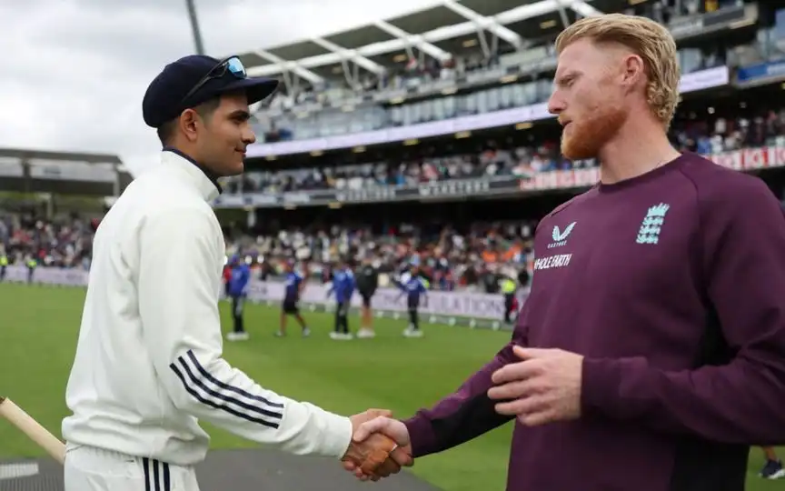 Shubman Gill and Ben Stokes. [Source - @photodavidson/x.com]
