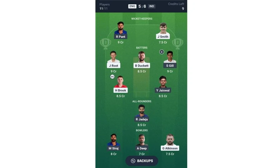 IND vs ENG, 3rd Test: Dream11 Team 1 [Source: @Dream11 App]