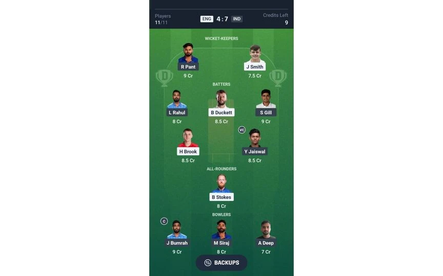 IND vs ENG, 3rd Test: Dream11 Team 2 [Source: @Dream11 App]