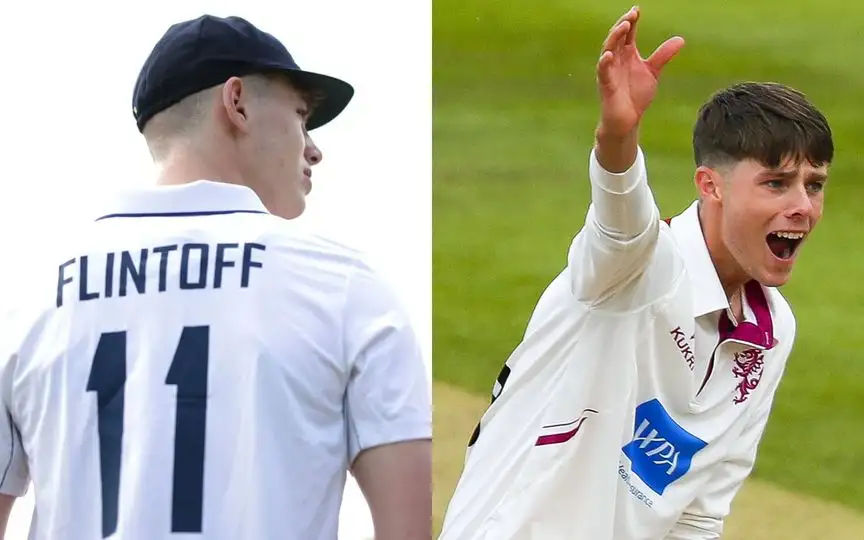 Rocky Flintoff and Archie Vaughan (Source: @TheBarmyArmy/X.com, @WG_RumblePants/X.com)