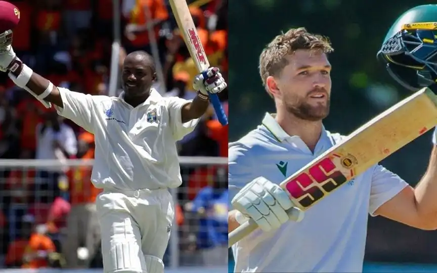 Brian Lara and Wiaan Mulder [Source: ICC and @srhfansofficial/X.com]