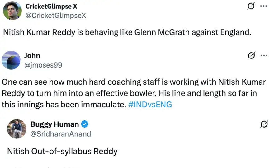 Fan tweet [Source: @CricketGlimpseX, @jmoses99, @SridharanAnand/X.com]