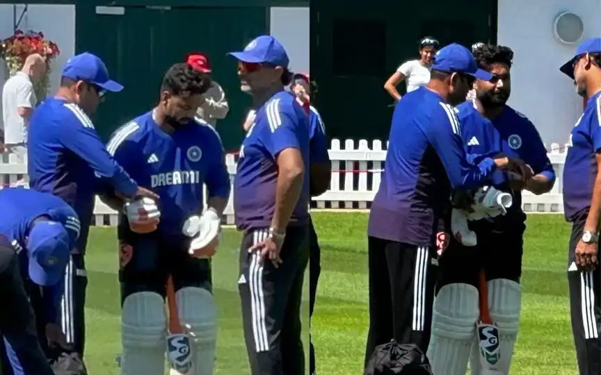 Rishabh Pant in nets on Day 2 (Source:@AnkanKar/X.com)