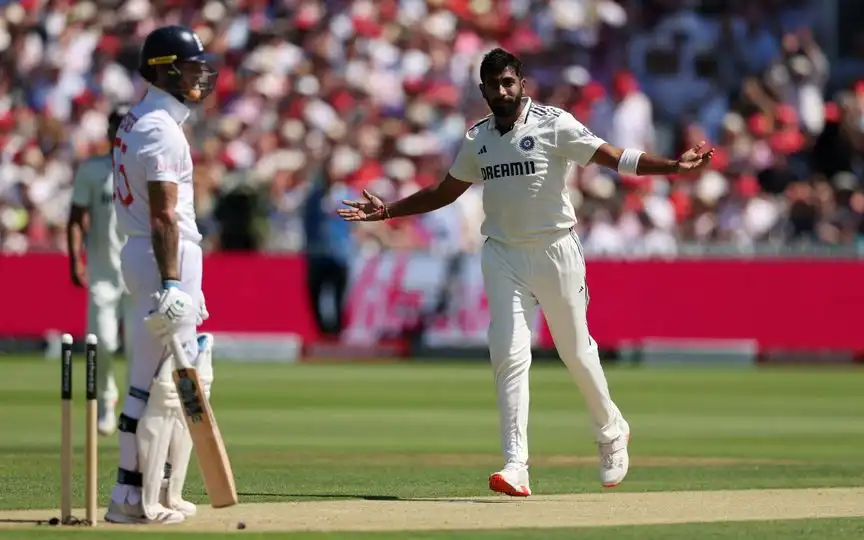 Jasprit Bumrah celebrating an England wicket on Day 2 [Source: @BCCI/x]