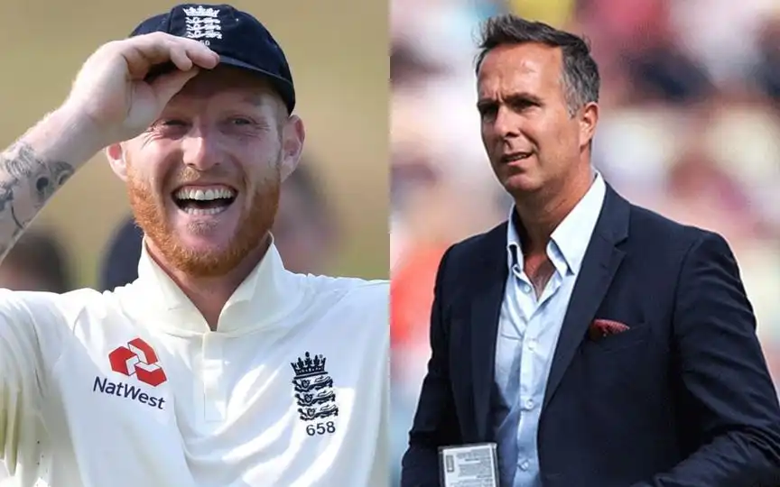 Ben Stokes and Michael Vaughan [Source: @NewsSportGlobe/X.com]