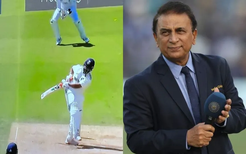Rishabh Pant batting and Sunil Gavaskar [Source: @LloydMathias, @Pandeyshruti252/x.com]