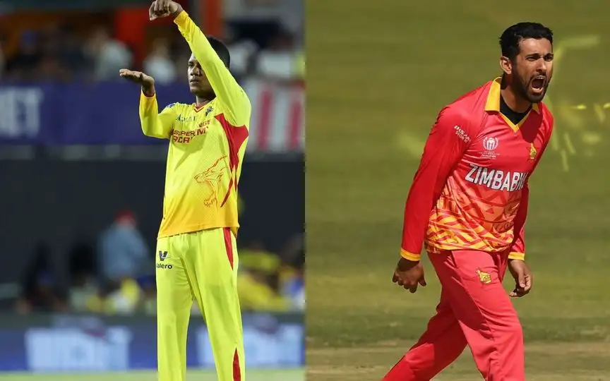 Akeal Hosein and Sikandar Raza [Source: @hajuri_janardan, @cricketworldcup/x.com]