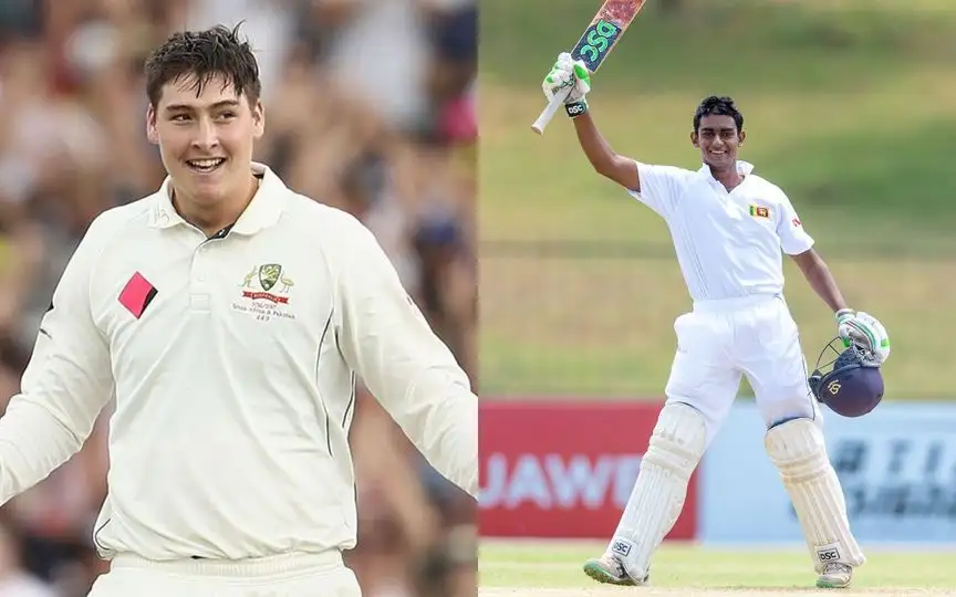 Matthew Renshaw and Pasindu Sooriyabandara (Source: @cricketcomau/X.com, @OfficialSLC/X.com)