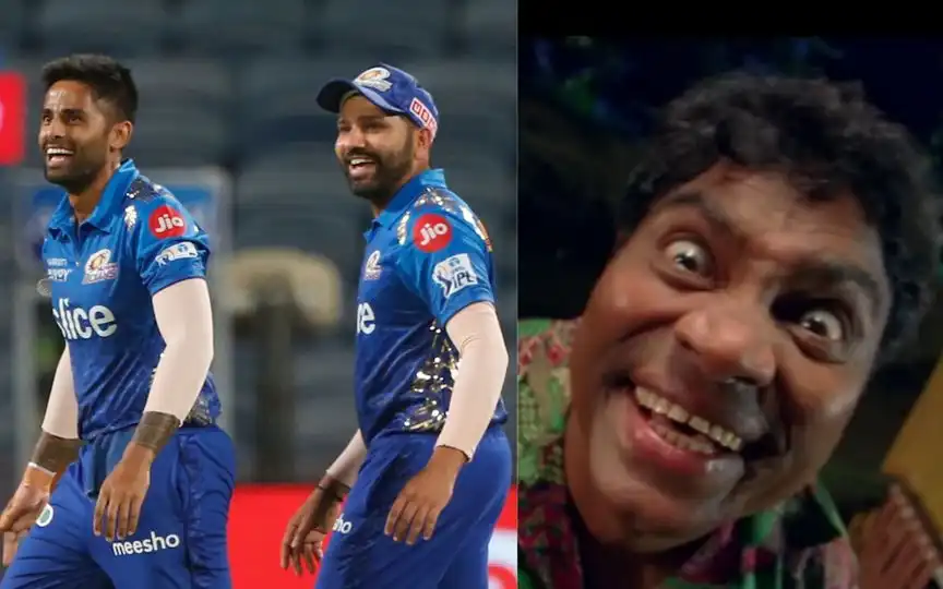 Rohit Sharma, SKY and Johny Lever [Source: @Chamankumarpat2/X.com]