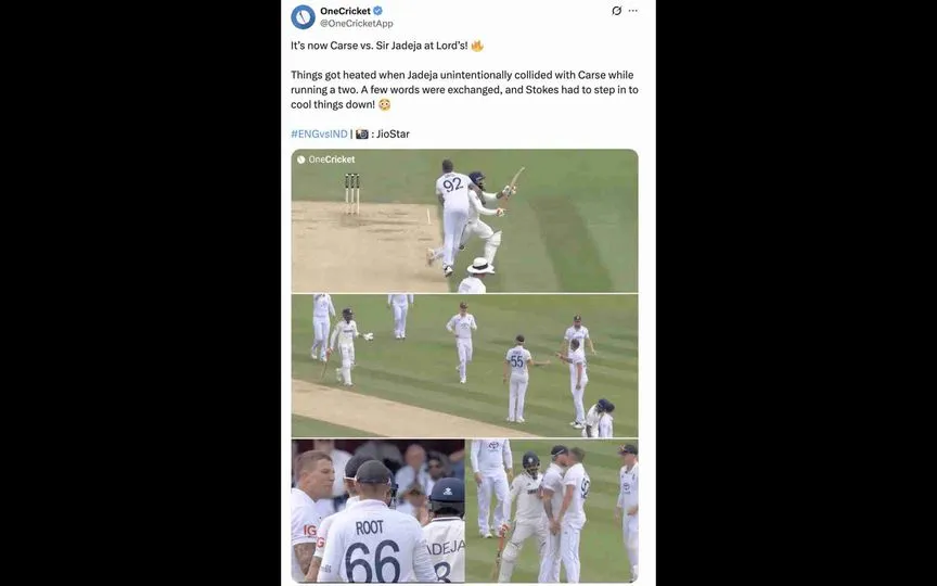 Fght between India and England players (Source:@OneCricketApp)