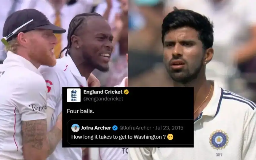 England Cricket Trolls Washington Sundar’s Four-Ball Duck With Jofra Archer Tweet
