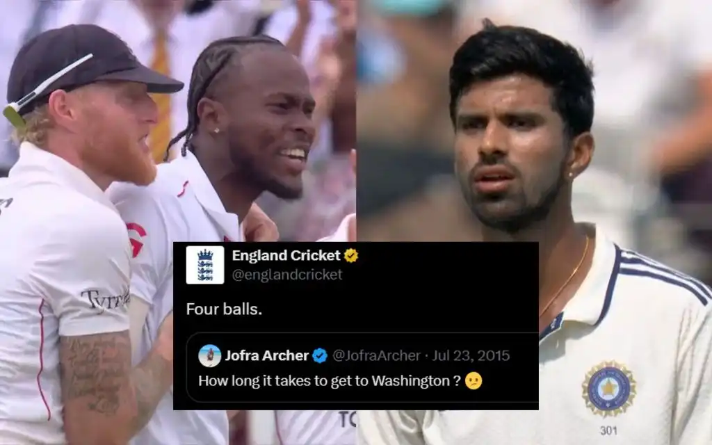 Jofra Archer and Washington Sundar [Source: @Rajiv1841, @RupeshSJ28/x]