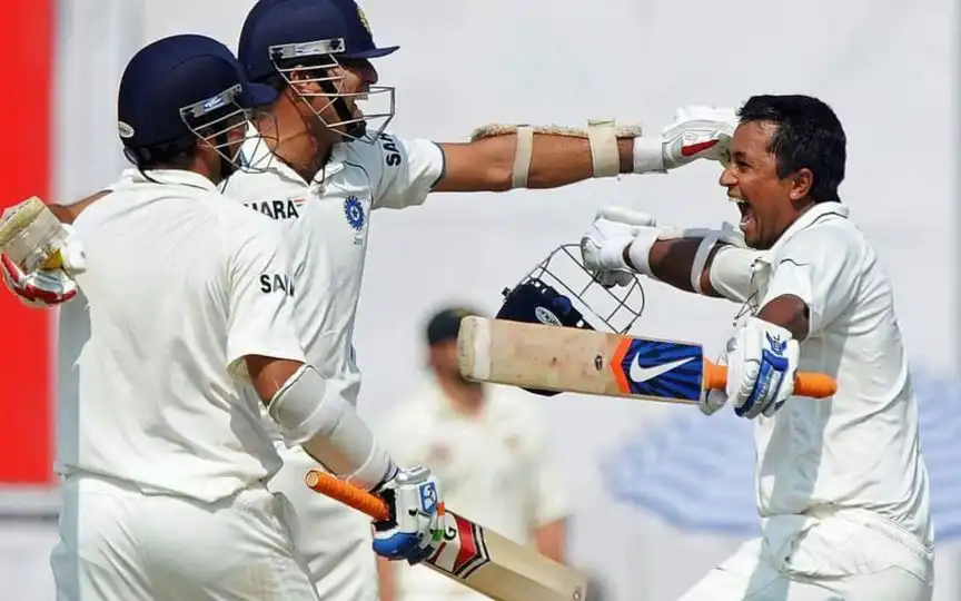 VVS Laxman celebrating India's win in Mohali [Source: @VVSLaxman281/x]