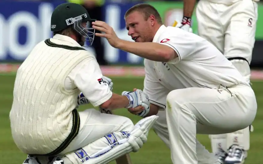 Andrew Flintoff and Brett Lee [Source: @ICC/x]