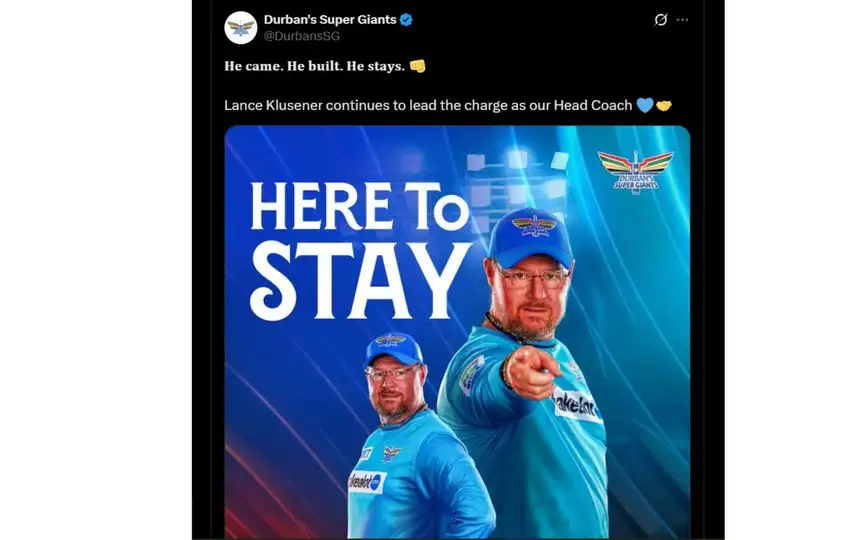 Durban Super Giants' Announcement (Source: @DurbansSG/x.com)