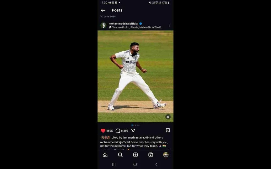 Mohammed Siraj (Source:Mohammedsirajofficial/Instagram)