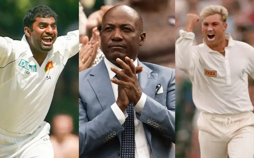 Muttiah Muralitharan, Brian Lara and Shane Warne [Source: @ICC/X.com]