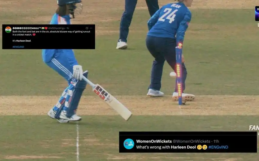 Harleen Deol Run-Out - (Source :@ScreenGrab/X.com)