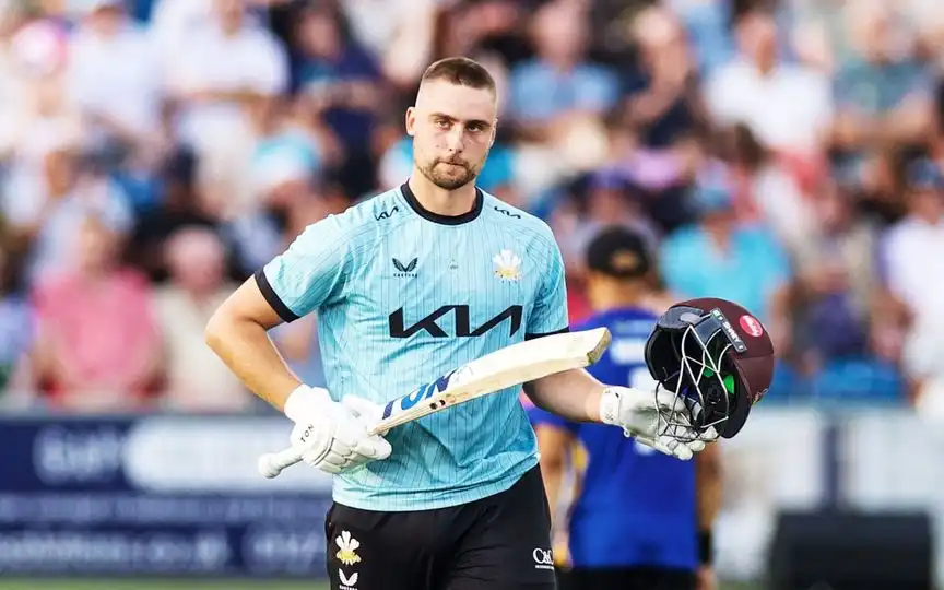 Will Jacks hits a tone in T20 Blast [Source: @surreycricket/X.com]