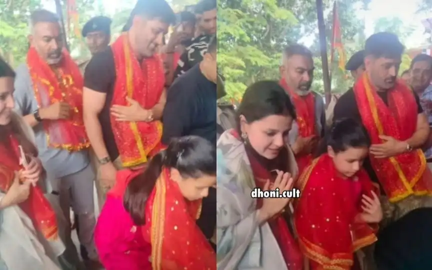 MS Dhoni in Ranchi temple with family [Source: @CricCrazyJohns/x]