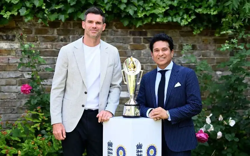 James Anderson and Sachin Tendulkar [Source: @BCCI/X.com]